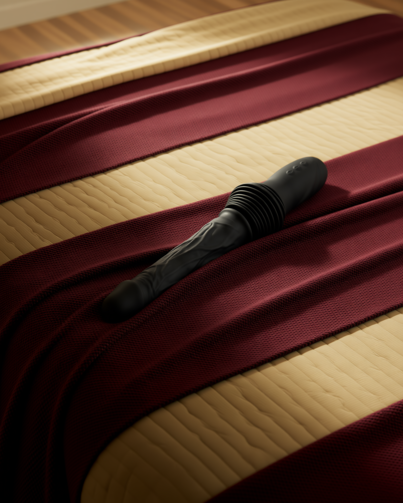 Ryndal Matte Obsidian in a wide night bedroom setting